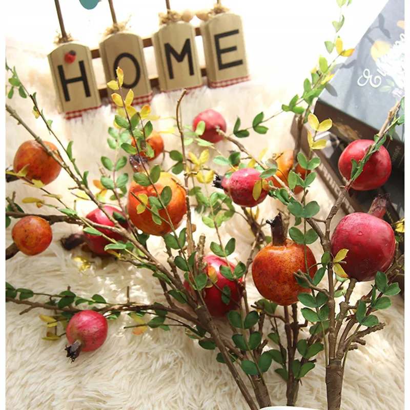 

Artificial Fruit Decorations Plastic Fruit Pomegranate Branch Artificial Plants Flowers for Wedding Home Decorative Fake Fruits