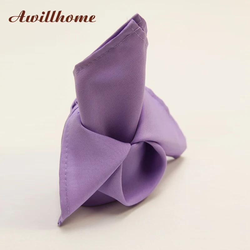 Awillhome 10 шт./лот столы для ресторана 200 г/м2 Лавандовые салфетки из полиэстера 40x40