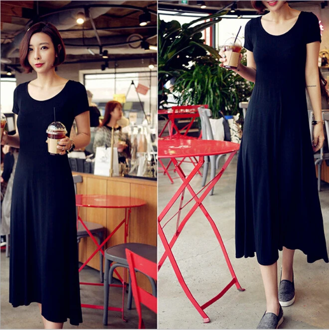 2018 новые модные женские туфли модал Платья для женщин короткий рукав Однотонная