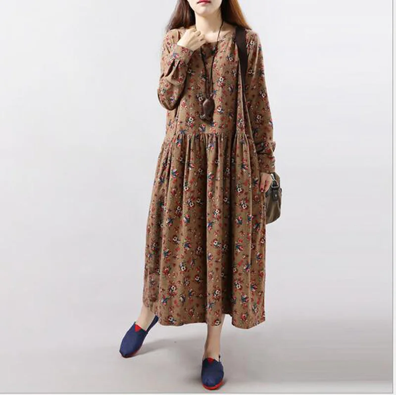 2017 осенне-зимние платья Avant Garde из хлопка и льна винтажное повседневное Свободное