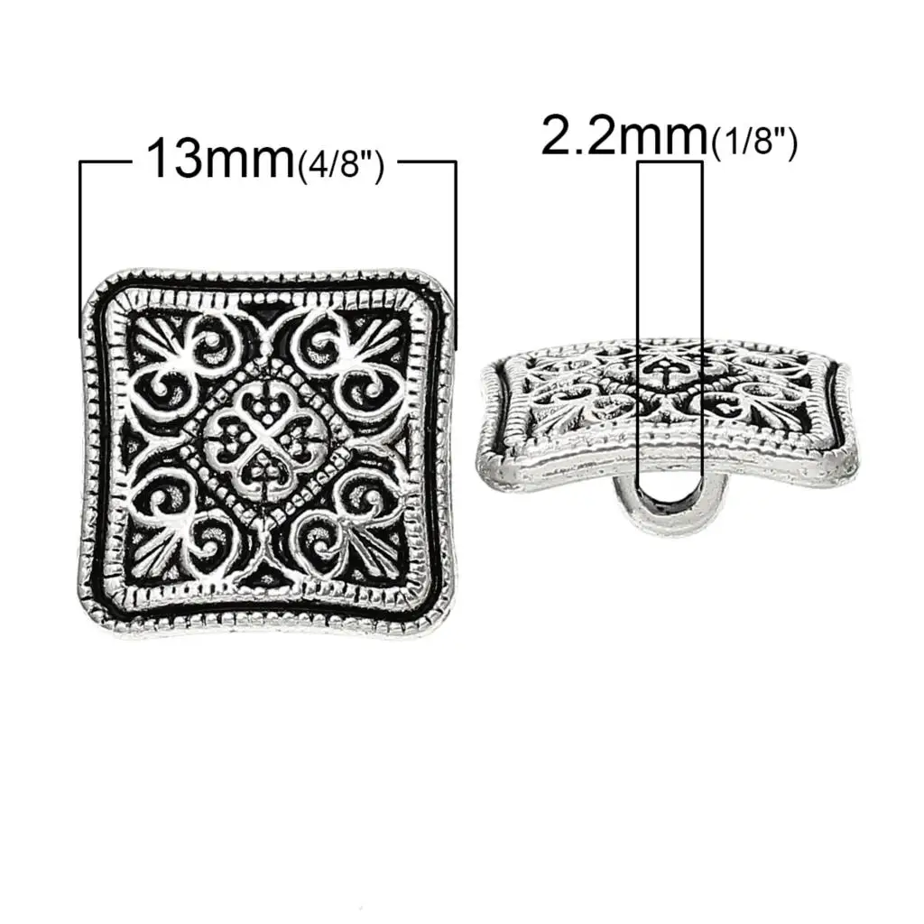 DoreenBeads металлические джинсы кнопка из сплава цинка кнопки квадратного