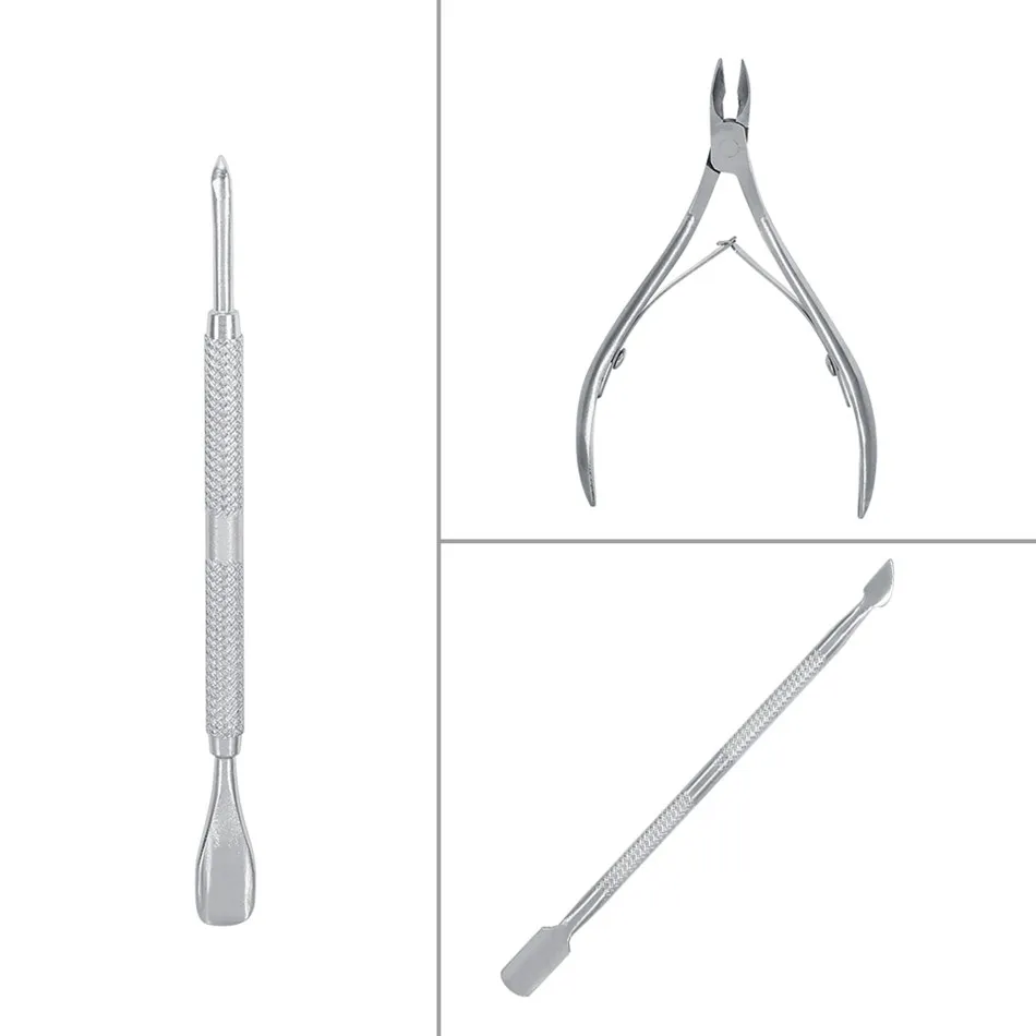 3 шт. нержавеющая сталь кутикулы для ногтей Ножницы Ложка Толкатель удаления
