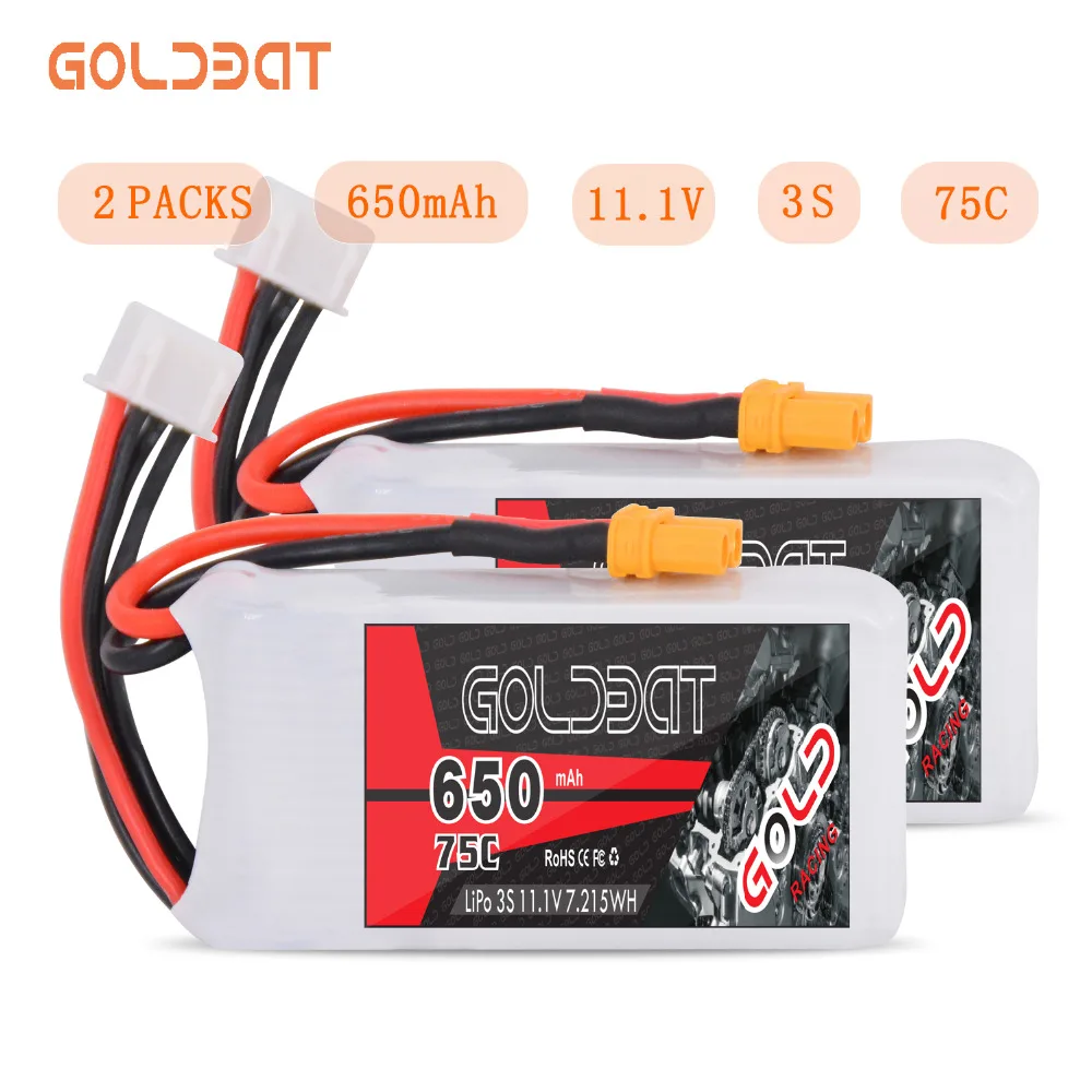 Аккумулятор GOLDBAT LiPo 650 мАч 2 блока для FPV 3S батарея 11 1 В lipo 75C с разъемом XT30 дрона Heli