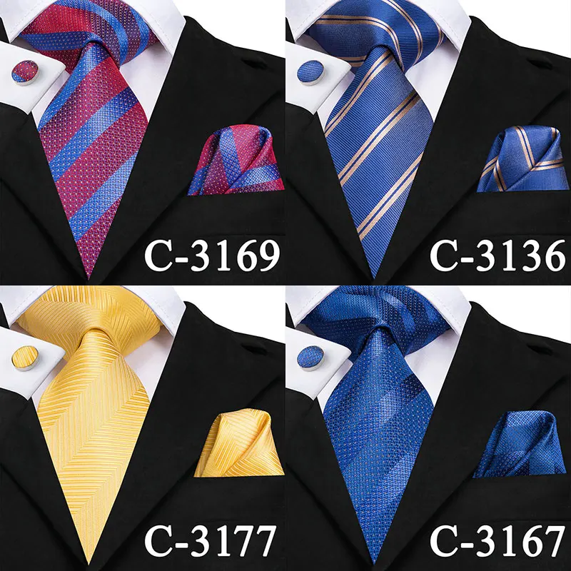 Hi Tie Business s синий мужской комплект из галстука Шелковый Полосатый галстук носовые