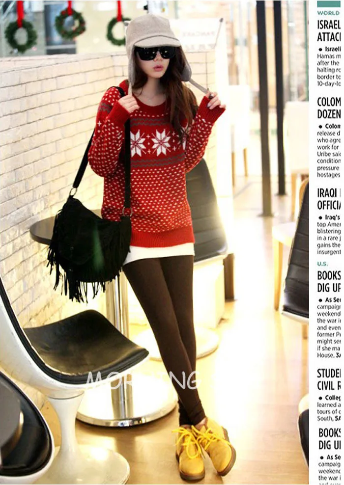 2014 casual new style O neck snowflakes embroidered winter autumn -summer female brand warm knitted Christmas sweaters #3000 | Женская