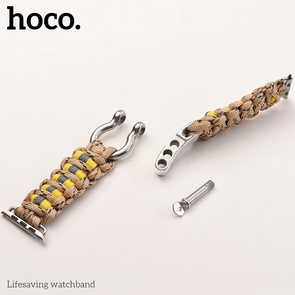 Hoco lifesaving нейлоновая лента для Apple Watch 4 44 мм 40 мм камуфляж тканые ремешки Браслет с металлической пряжкой для Iwatch 3 2 1