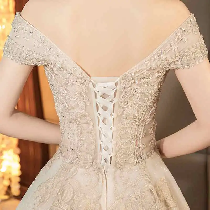 Luxury De Mariage sexy wedding dress deep V champagne small trailing slim large size custom vestido de noiva | Свадьбы и торжества