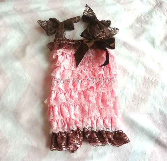 Розовый кофейный кружевной комбинезон для маленьких девочек Свадебный