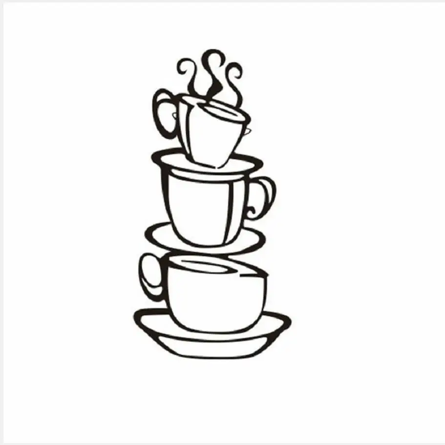 Съемный Кухня украшения Стикеры Кофе чашки кафе Чай стены Настенная Наклейка для