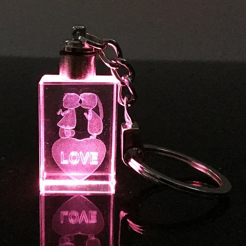 

Laser Engraved K9 Crystal Photo Personalized DIY chaveiro llaveros LED Colorful Changing Porte cle Clef Anillos Souvenir Gifts