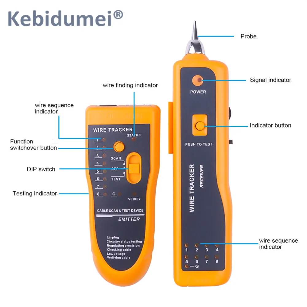Тестер для телефонных проводов Kebidumei RJ11 RJ45 Cat5 Cat6 | Компьютеры и офис