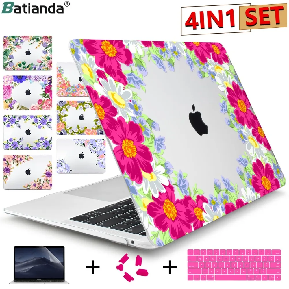 4 в 1 прозрачный чехол для MacBook Pro retina 12 13 15 Touch Bar & Air 11 3 дюймов 2018 A1932 с крышкой