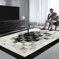 Black and white luxury cowhide patch work rug,big size natural cow skin fur  carpet  for living room  decoration office carpet