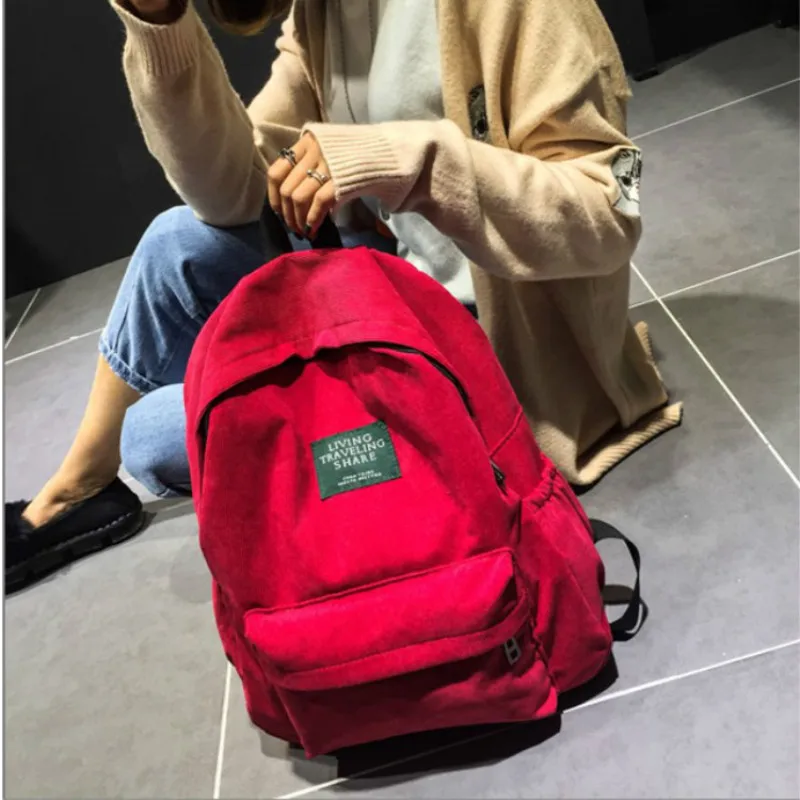 2019 женский вельветовый тканевый рюкзак бархатная школьная сумка Mochila Feminina