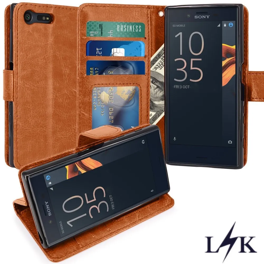Для Xperia X Compact чехол LK Роскошный PU кожаный бумажник откидная крышка с карты слоты и