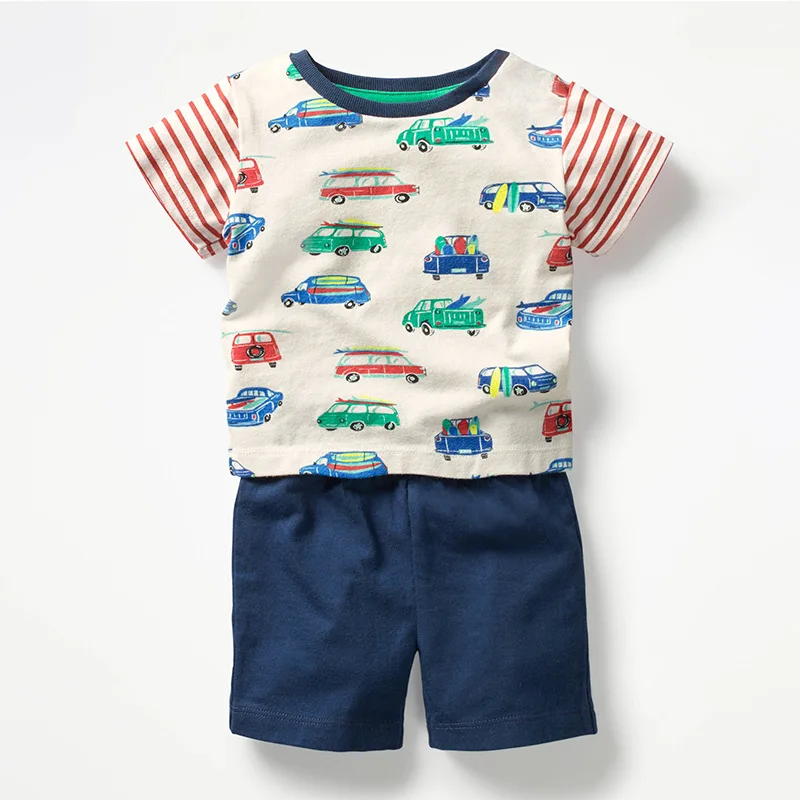 Little maven/летние костюмы для собак с машинками для маленьких мальчиков от 2 до 7 лет, комплекты для мальчиков, костюмы для мальчиков, летняя детская одежда, костюмы бутик-люкс