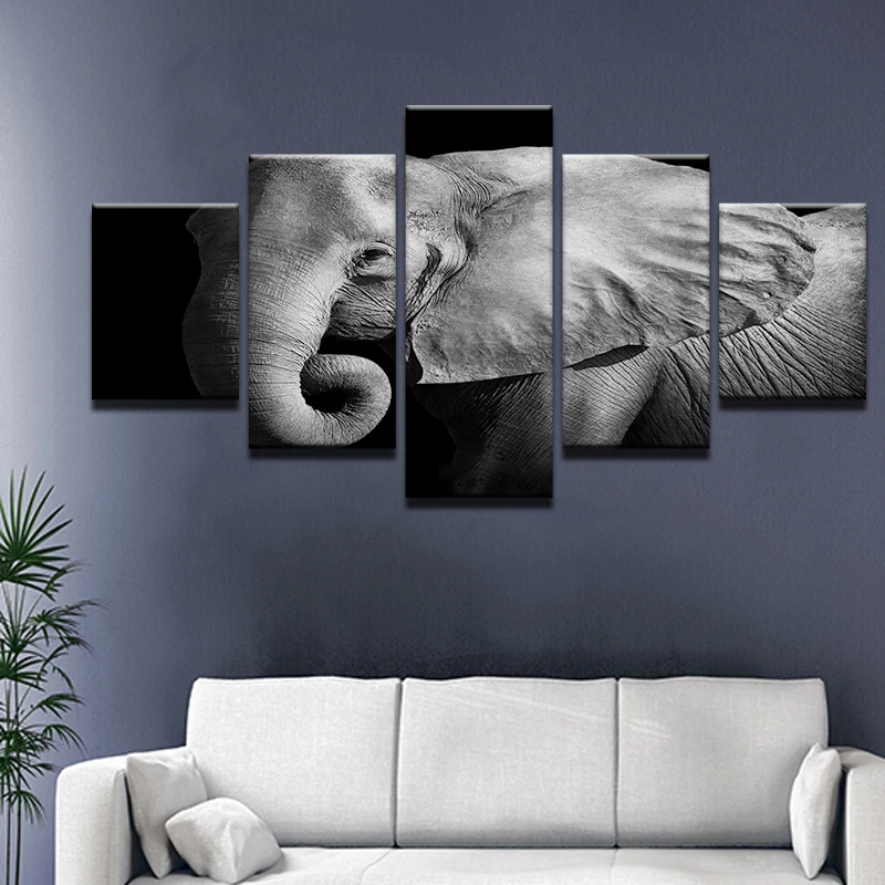 Художественный HD Печатный пейзаж Африканские слоны Модульная картина