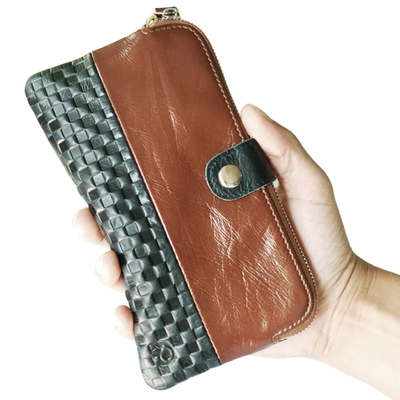 

Длинный кошелек из 100% натуральной кожи для женщин и мужчин, кошельки из воловьей кожи, винтажные бумажники с гарантией качества, кожаный кош...