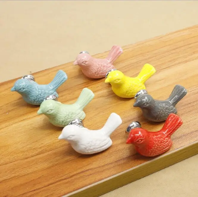 

Ceramic Peace Dove Drawer Knobs 3D Cartoon Bird Cabinet Cupboard Handles Novelty Creative Handles Hardware YH1585