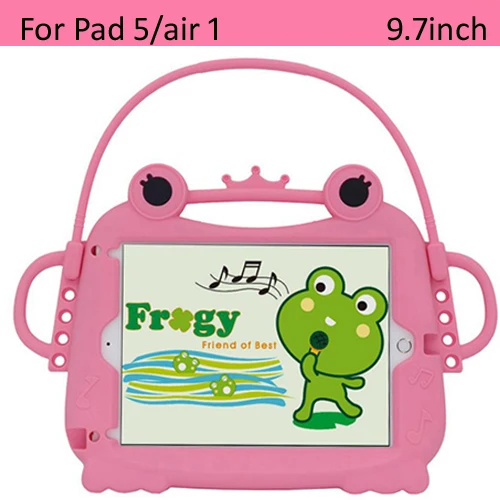 Чехол для ipad 2/3/4 air 1/2 Kids силиконовый Милая мультяшная лягушка противоударный портативный защитный чехол с ручкой - Цвет: pad5 air1 pink