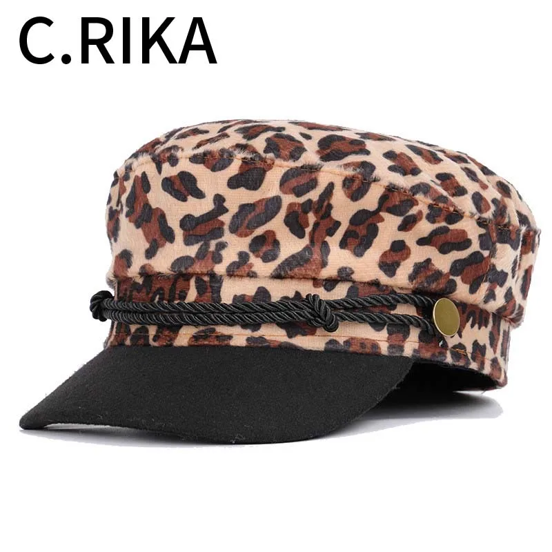 2019 осень зима Модные леопардовые армейские кепки для женщин девочек