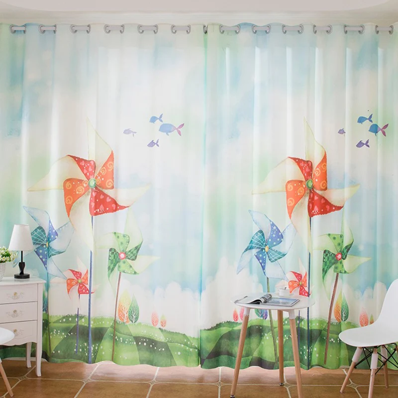 3d печать шторы с бесплатной доставкой! Ветряная мельница/медведь хлопок детская