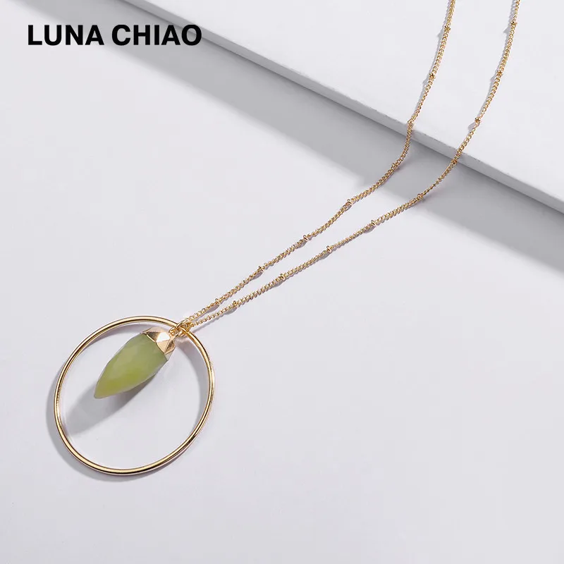 Ожерелье с кулоном LUNA CHIAO модный крашеный граненый натуральный камень