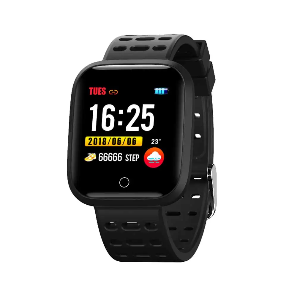 Черный Bluetooth RH95 Смарт-часы P68 180mA Шагомер фитнес-браслет трекер пульсометр кровяное давление Для ios8.0 Android4.4 - Цвет: Черный