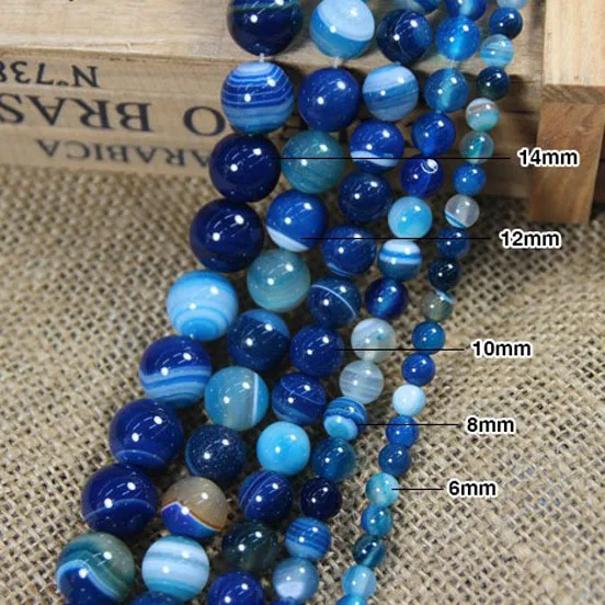 

1 strand/lot Blue Natural Striated Onyx Round Stone Spacer Stone Beads 4 6 8 10 12 14 16mm Nature Beads Stone Making Jewelry