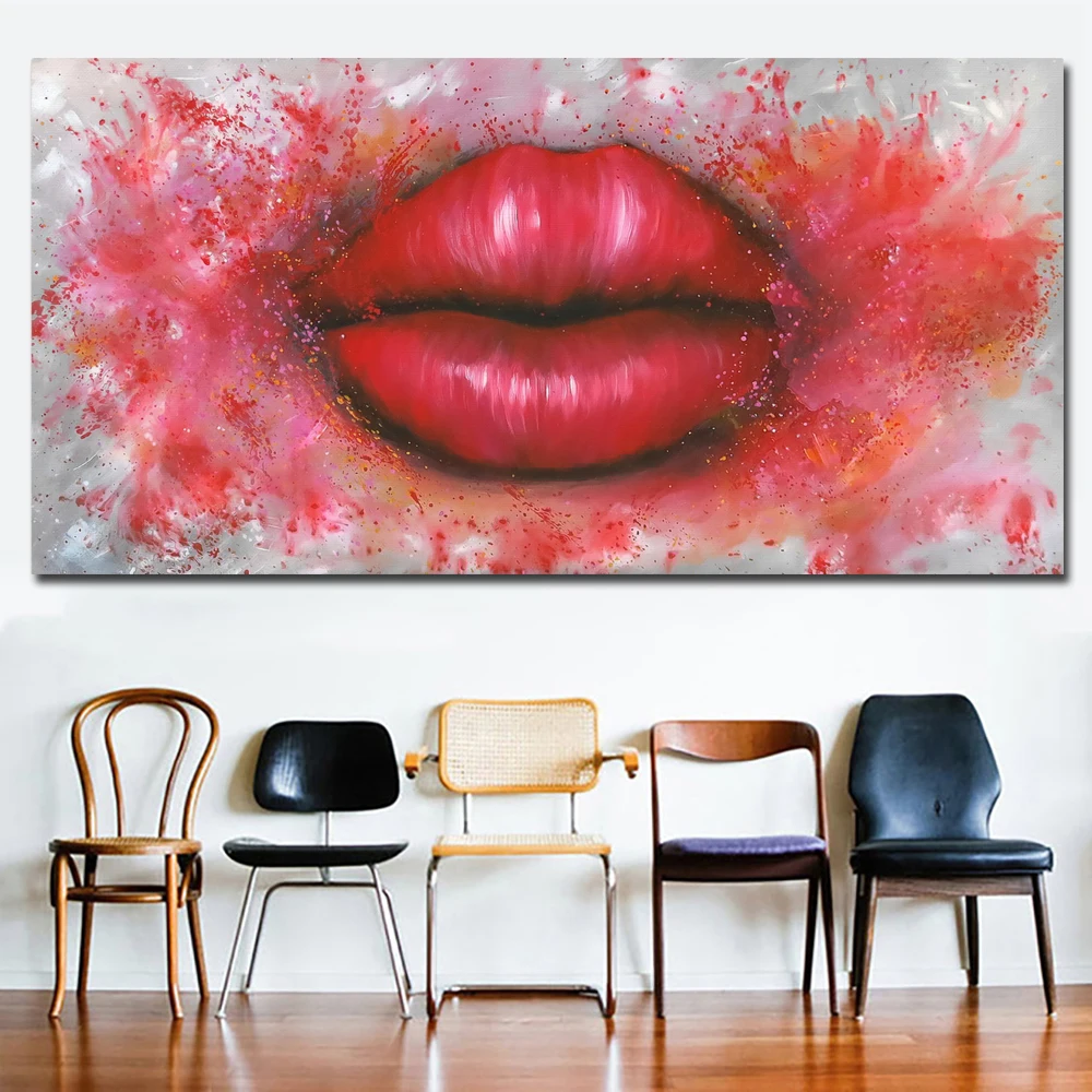 Плакаты и принты настенная Картина на холсте абстрактное искусство красные губы