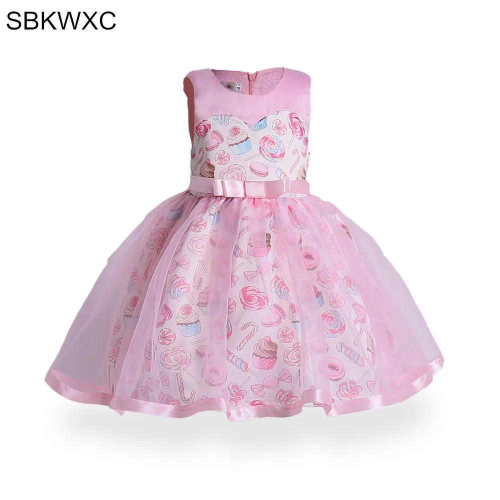 Cute Kids Ice-cream Dress Baby Girl Birthday Party Christmas Dresses Children Princess Ball Gown Wedding Clothes pink 3-8T | Детская