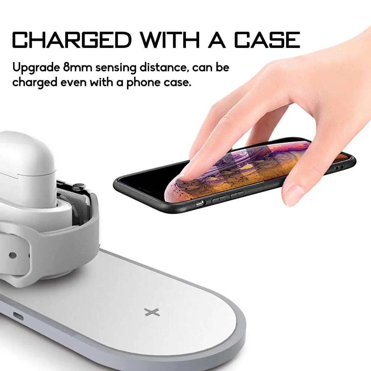 10 Вт 3 в 1 Qi Беспроводная зарядная площадка для AirPods быстрая зарядная док-станция для IPhone XR XS Max для Apple Watch 2 3 4 для samsung S9 S10e