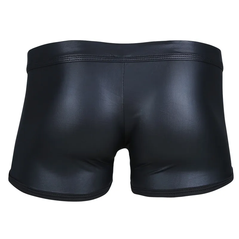 FEESHOW сексуальное мужское нижнее белье Искусственные кожаные боксёры шорты
