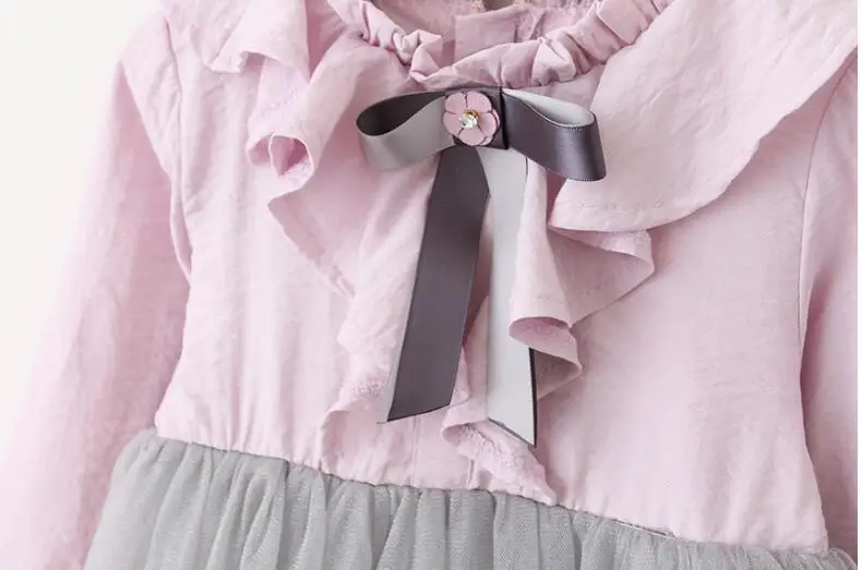 2018 Детские Обувь для девочек весна с бантом и сеткой платья длинным рукавом