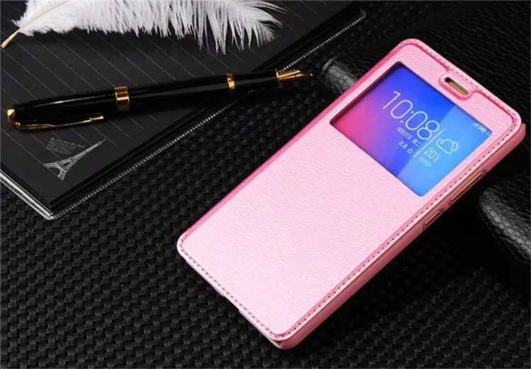 Роскошный кожаный флип-чехол с окошком для huawei Honor 5X X5 GR5 GR5W Kiw-L21 чехол-подставка для телефона с функцией автоматического сна
