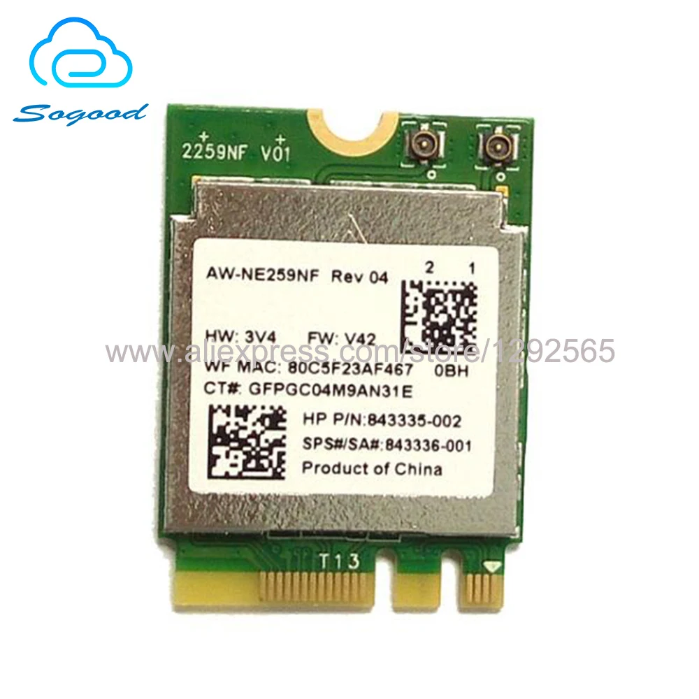 Оригинальная RTL8188EE AW NE259NF 2 4G NGFF M2 802.11b/G/N SPS 843336 001 150Mpbs беспроводная сетевая карта