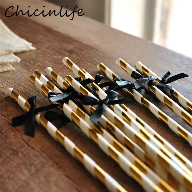 Chicinlife 10 шт. белый/черный/розовый/синий бант бумага для питья соломинки вечеринка