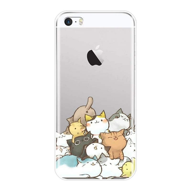 Чехол для телефона из тпу iPhone 5C 5S SE 5 S Kawaii Cat Japan Cute Cartoon Funny Girl мягкая силиконовая