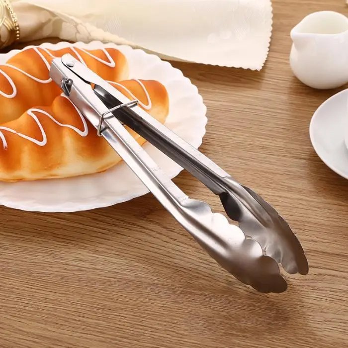 1 Pcs Stainless Steel BBQ Tongs Meat Food Clip Barbecue Tools Kitchen Cooking Clip Clamp PAK55
