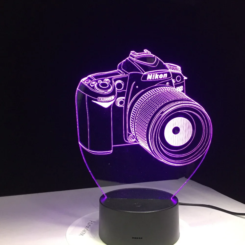 Новинка подарки 3D акриловая развлекательная камера иллюзия светодиодный лампа