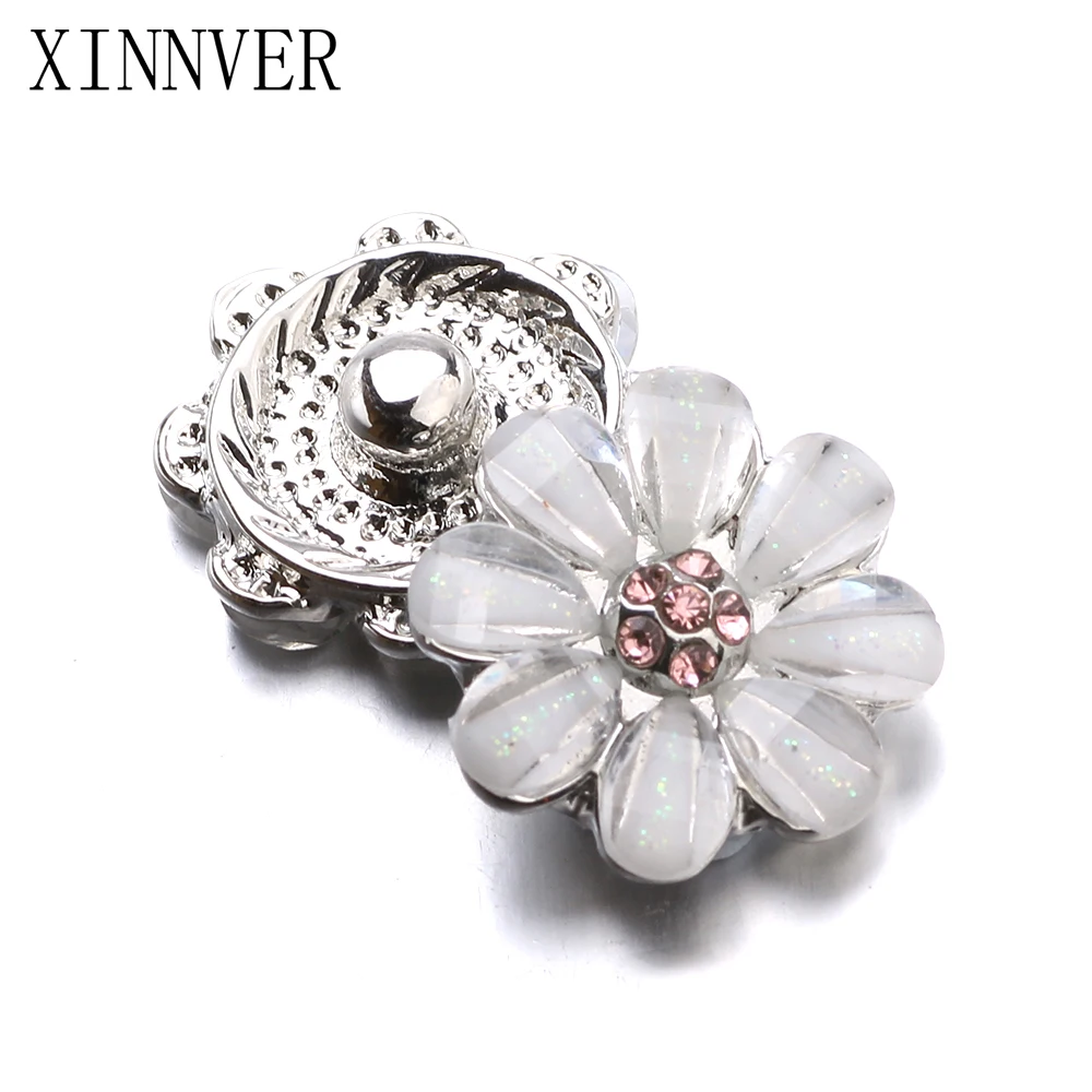 

10pcs/lot Xinnver Snap Jewelry Crystal Flower Metal 12MM Snap Buttons Fit DIY OEM Snap Bracelets For Women ZL040