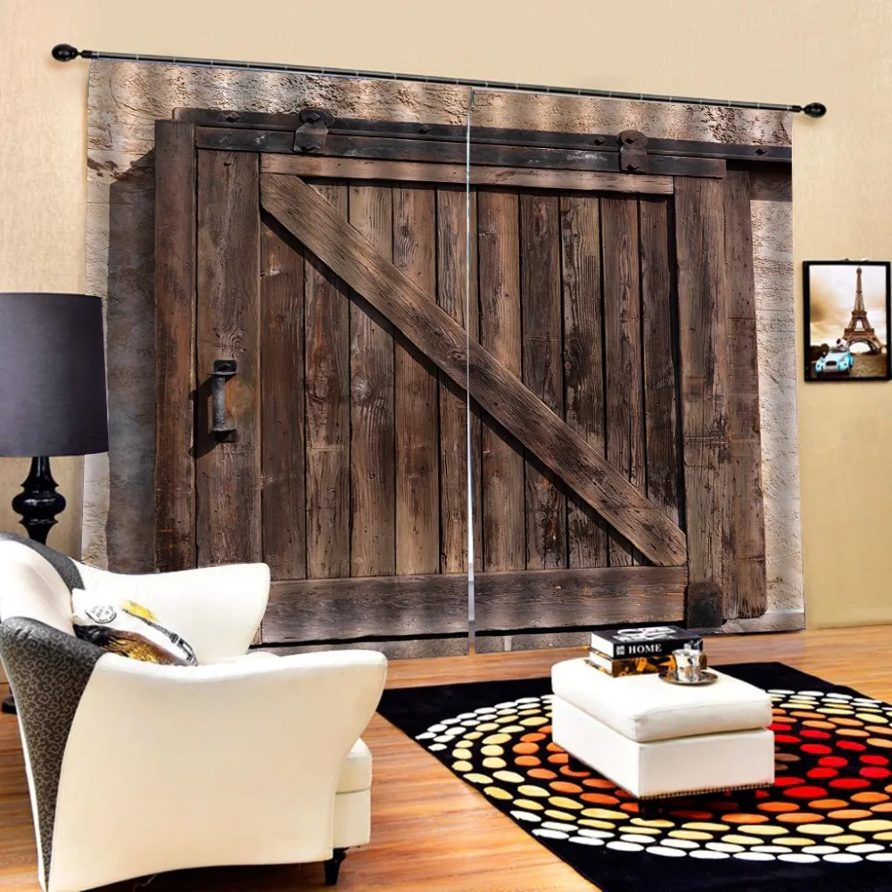 

wood door curtains 3D Curtain Luxury Blackout Window Curtain Living Room Blackout curtain