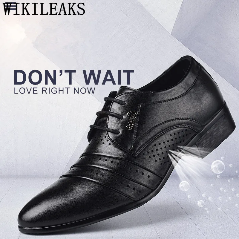 

Summer Breather Hollow Out Formal Shoes Men Leather Black Wedding Shoes Oxford Shoes For Men Dress Shoes Sapato Social Masculino