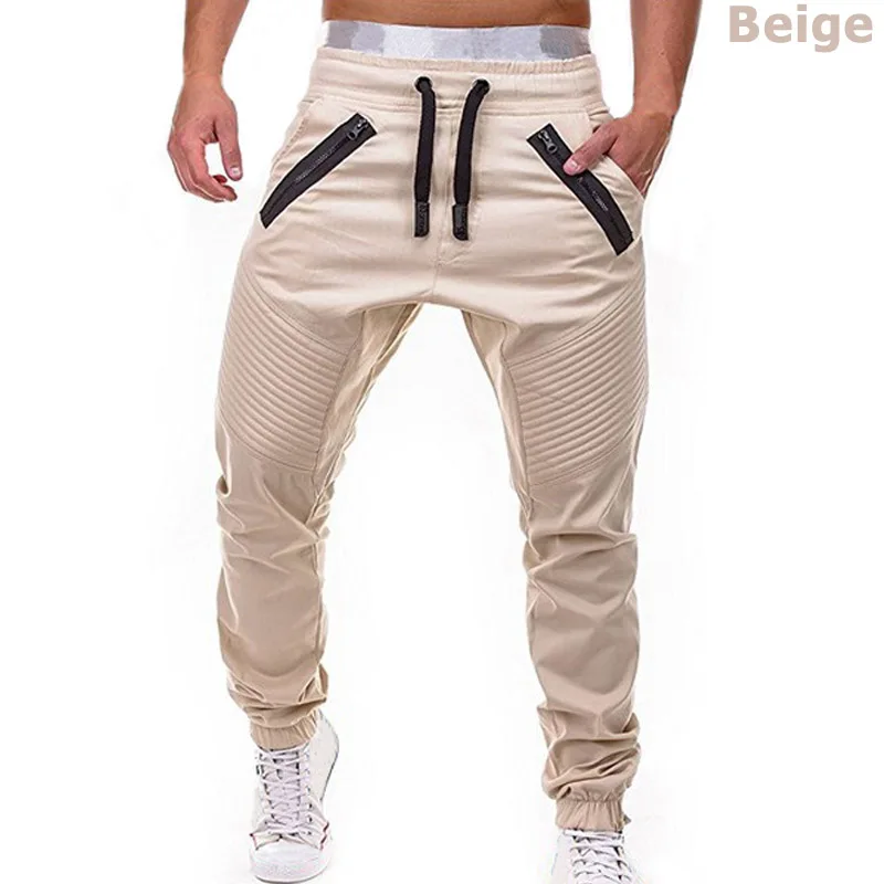 Beige FK111 Men Cargo Pants Autumn Hip Hop Harem Joggers Pants New Male Trousers Mens Solid Multi-pocket Pants Skinny Fit Sweatpants - Цвет: Beige FK111