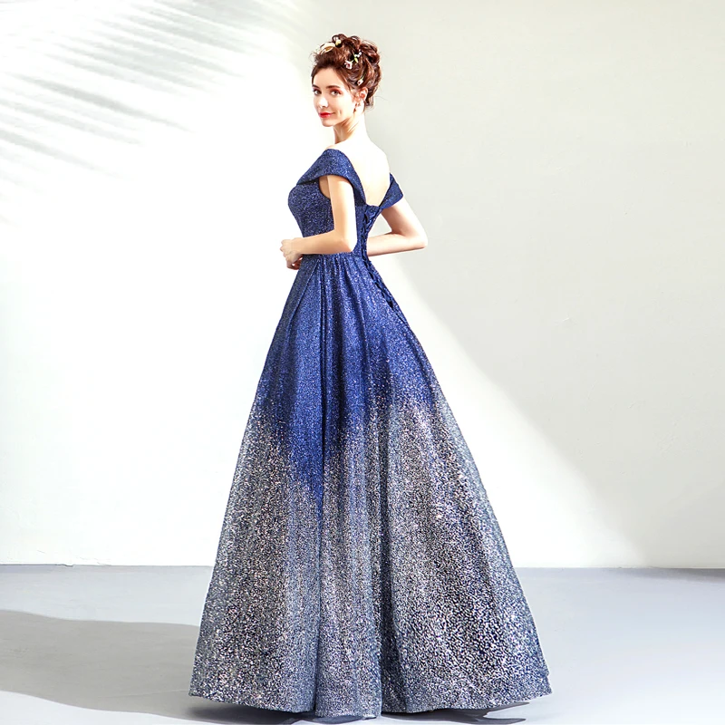 SOCCI Robe De Soiree новое роскошное блестящее вечернее платье для банкета невесты синего