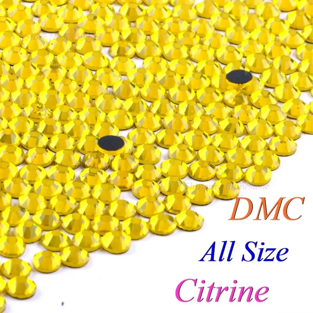 DMC Citrine SS6 SS10 SS16 SS20 SS30 стеклянные кристаллы стразы с горячей фиксацией Стразы