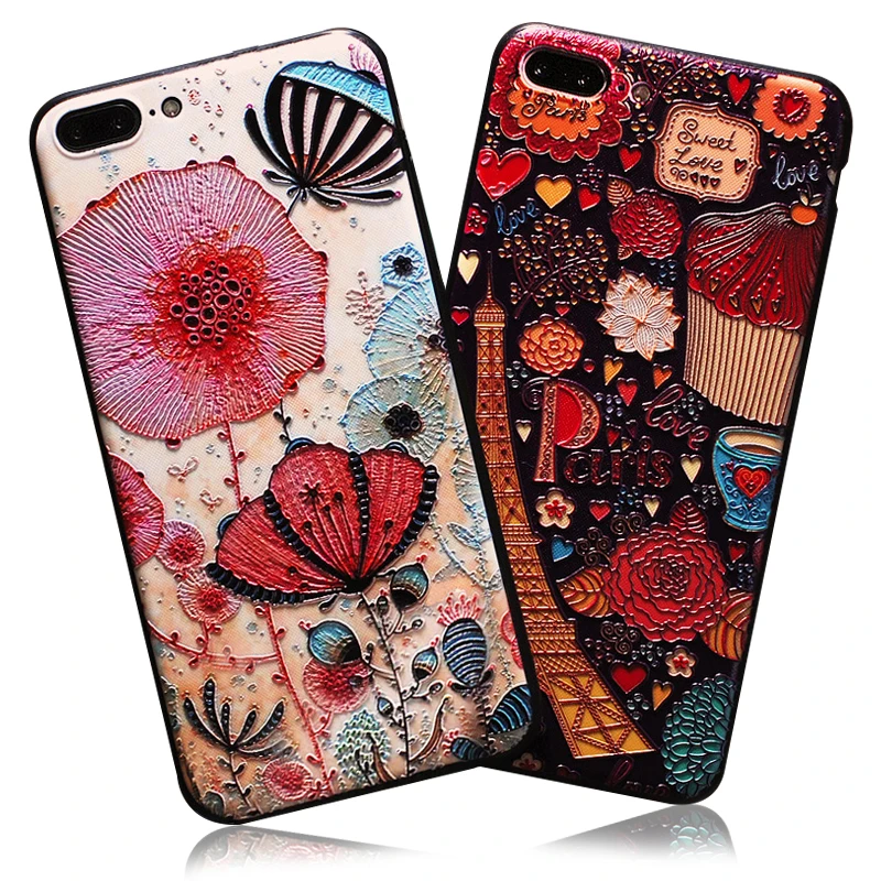 Роскошный цветочный чехол для телефона корпус etui capinha iphone 8 plus силиконовый apple