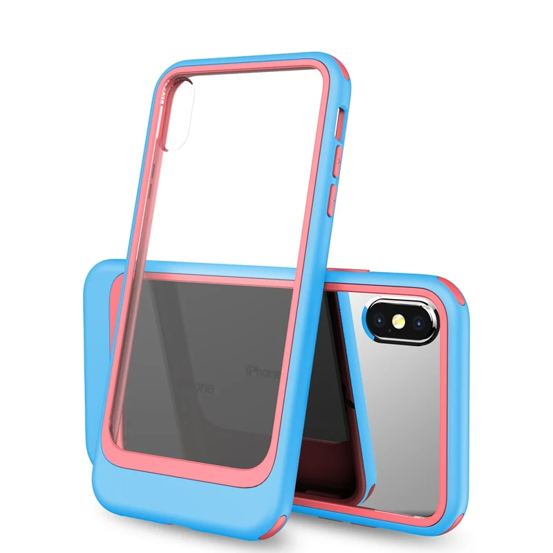 Blue Pink Чехол для iPhone XS Max XR XS X 7 8 Plus, хит цвета, 2 в 1, комбинированный прозрачный акриловый защитный чехол, защитный чехол для iPhone 11 Pro 11 Pro Max - Цвет: Blue Pink