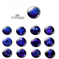 12 constellation art photo glass cabochon 18mm snap jewelry findings diy snap button charm aries gemini cancer leo taurus gifts