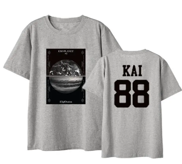 Новое поступление футболка с круглым вырезом и надписью kpop exo планеты летняя
